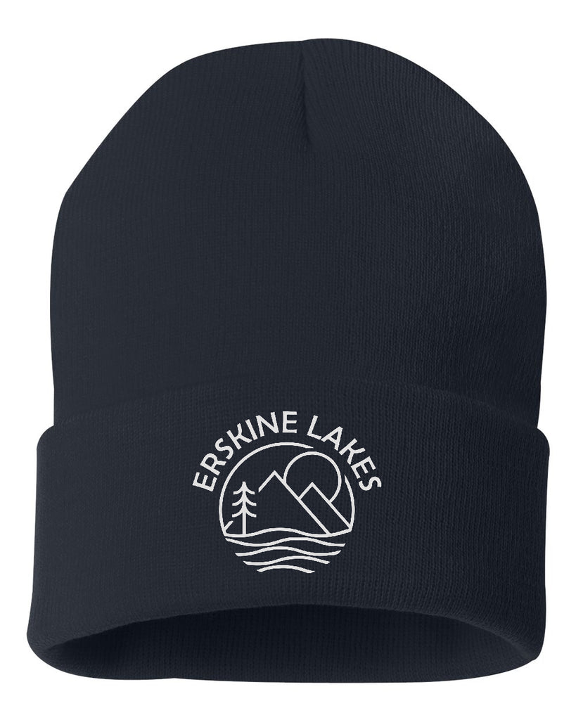 Erskine Lakes Solid 12" Cuffed Beanie - SP12 w/ Erskine Lakes Design Embroidered on Front