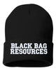 black bag resources embroidered cuffed beanie hat