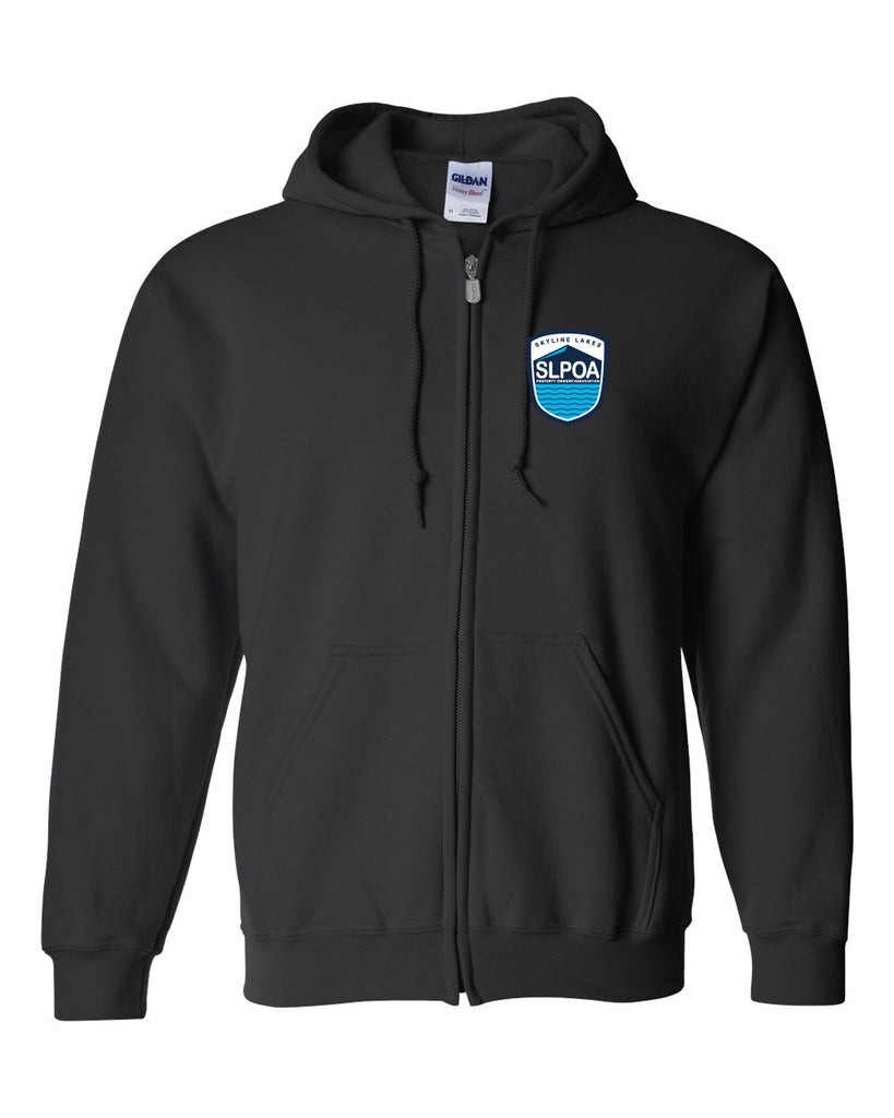 skyline lakes heavy blend™ full-zip hooded sweatshirt - 18600 w/ shield logo front & slpoa logo on back