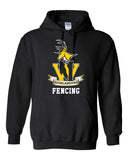 West Milford Fencing Black Hoodie w/ Large Ribbon Design on Front.