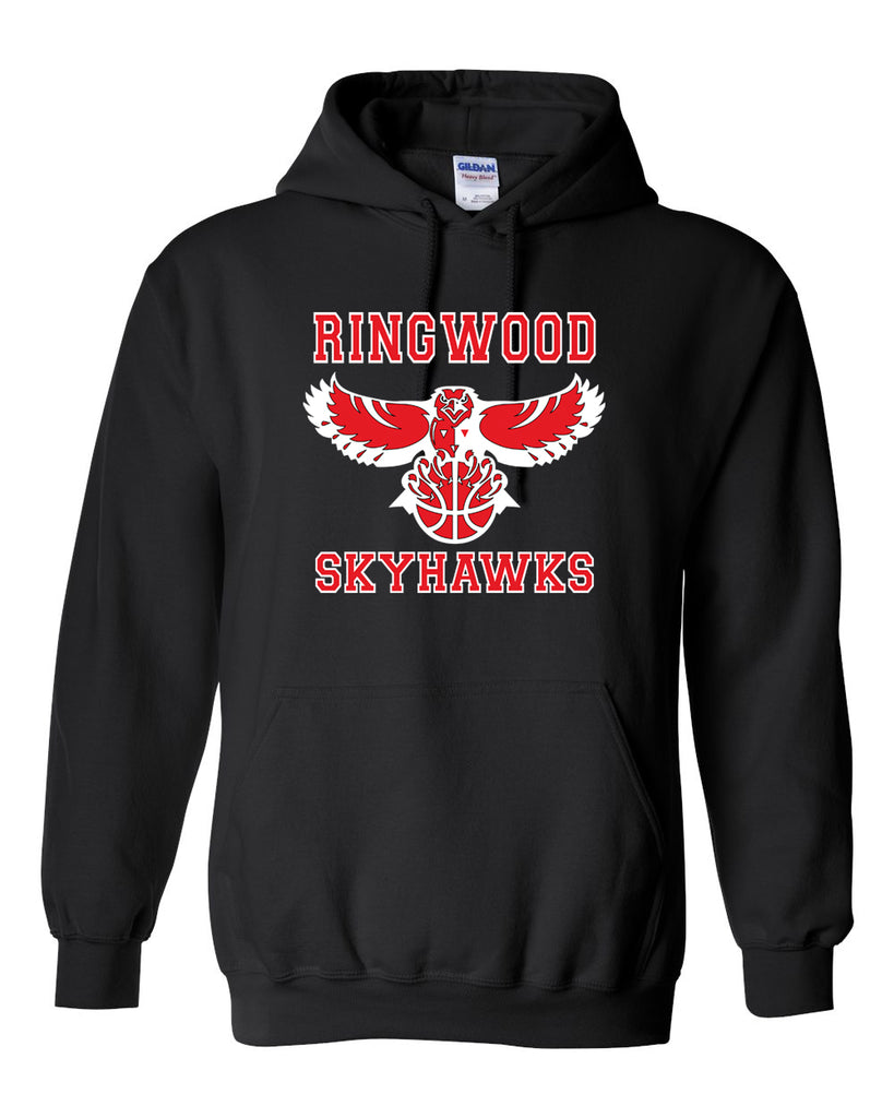 ringwood skyhawks black heavy blend™ hooded sweatshirt - 18500 w/ skyhawks logo on front