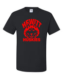 Hewitt Huskies Black Short Sleeve Tee w/ Logo Design 1 on Front