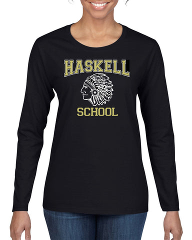 HASKELL School Black Heavy Blend Crewneck Sweatshirt w/ Small Left Chest HASKELL School "H" Logo on Front.