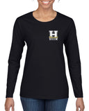 haskell school heavy cotton black long sleeve tee w/ small left chest haskell school 