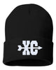 cross country xc symbol embroidered cuffed beanie hat