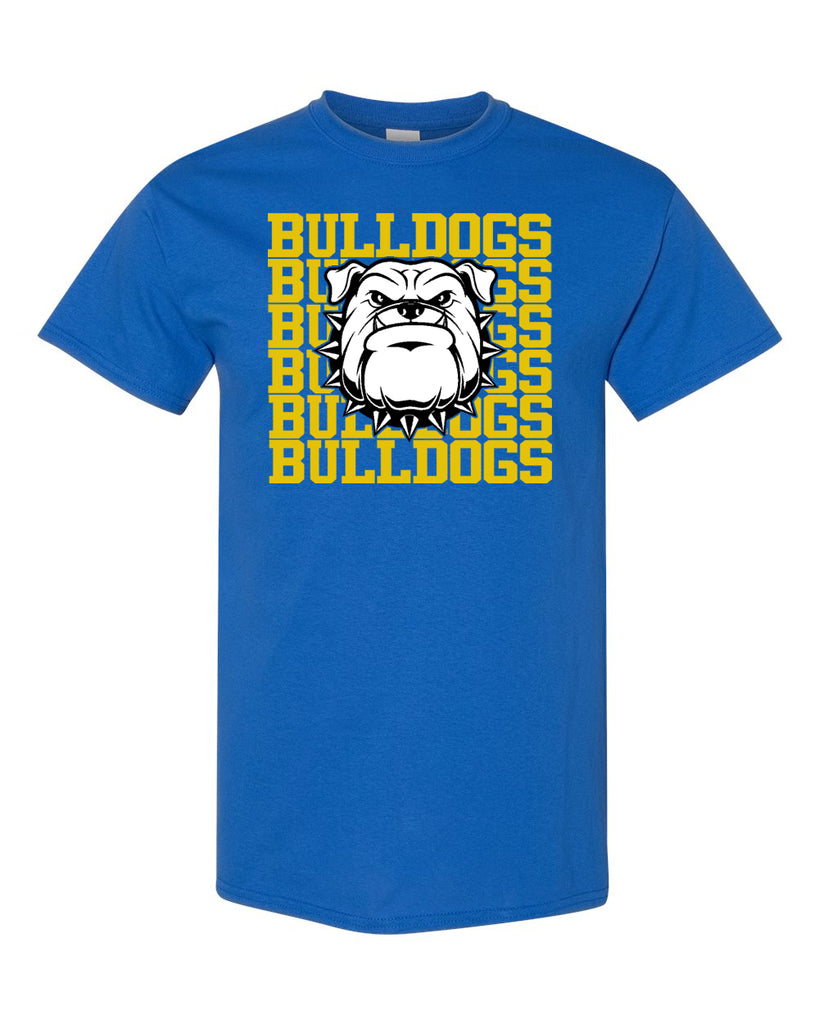 butler bulldogs royal blue 100% cotton tee w/ bulldogs repeat w/ dog design