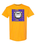 butler bulldogs gold 100% cotton tee w/ bulldogs repeat w/ dog design