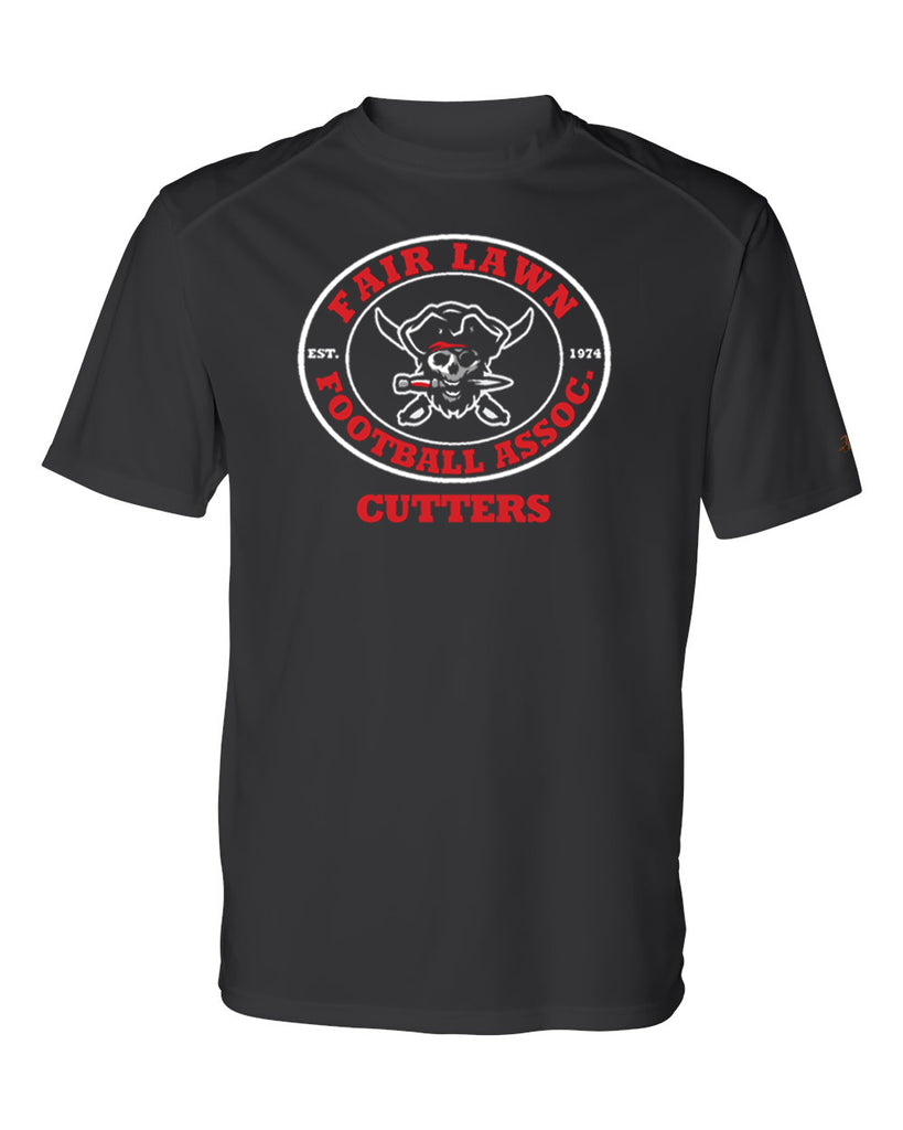 flfa black badger - b-core sport performance t-shirt - 4120  w/ flfa cutters cheer/football logo on front