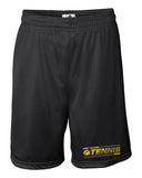 west milford tennis black badger - mini mesh 7'' inseam shorts - 7237 w/ wm tennis 2022 logo on left leg.