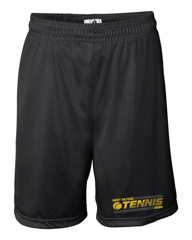 West Milford Tennis Black ITC - Midweight Fleece Shorts - IND20SRT w/ WM Tennis 2022 Logo on Left Leg.