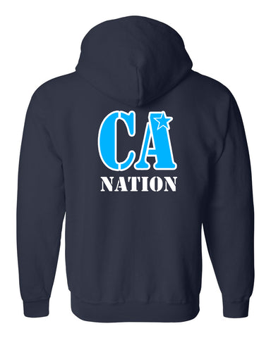 Cheer Army Black Long Sleeve Tee w/ Columbia Blue CHEER ARMY Stencil Logo on Front.