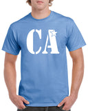 cheer army carolina blue short sleeve tee w/ white ca logo on front.