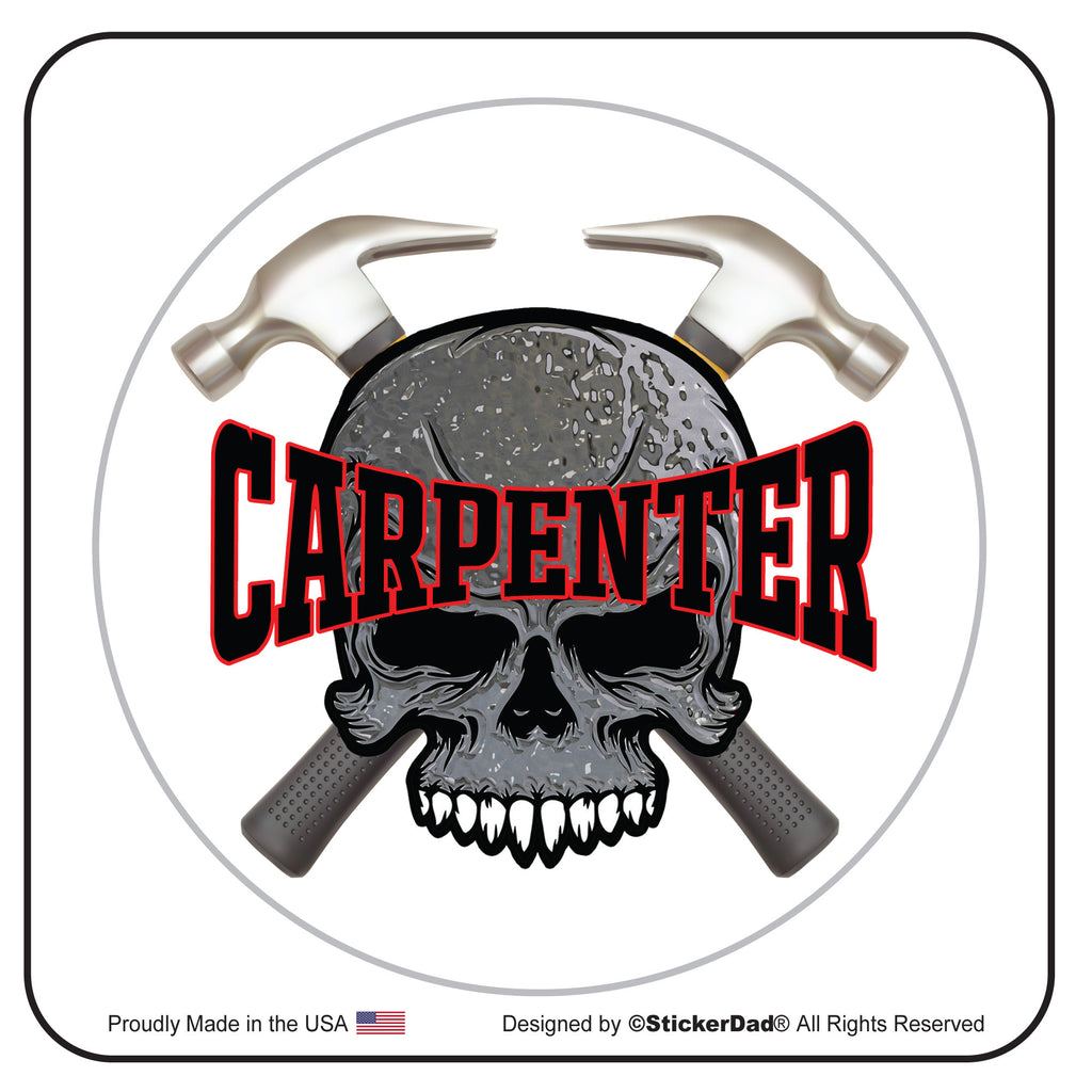 carpenter cross hammers 2" round hard hat-helmet full color printed decal