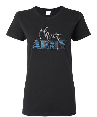 Cheer Army Black Leggings w/ CHEER ARMY Design Down Front of Left Leg.