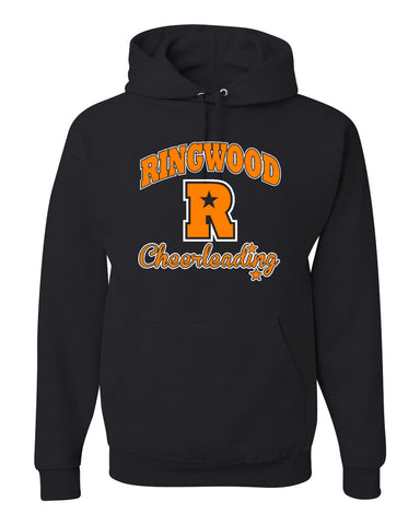 Ringwood Rattlers Black JERZEES - NuBlend® Crewneck Sweatshirt - 562MR w/ 2 Color Rattlers Cheerleading Bow Design on Front