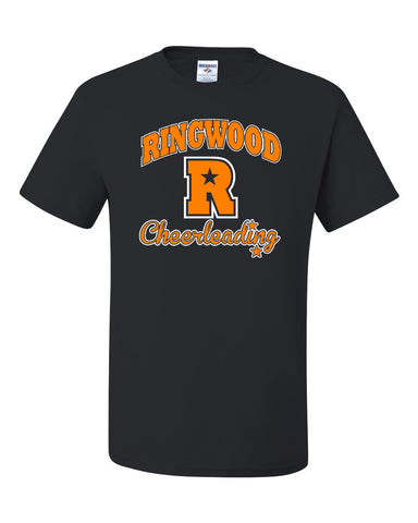 Ringwood Rattlers Black JERZEES - Dri-Power® 50/50 T-Shirt - 29MR w/ 2 Color Rattlers Cheer Megaphone Design on Front