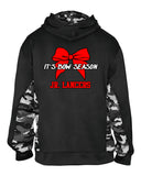 jr. lancers cheer camo colorblock performance fleece hooded sweatshirt - 1469 w/ cheer dad bow season design
