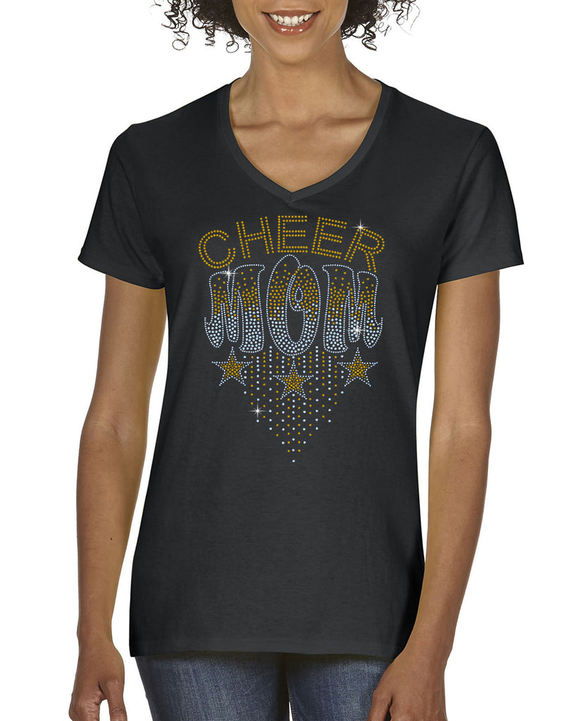 rtcc cheer mom ombre silver/gold spangle bling design shirt