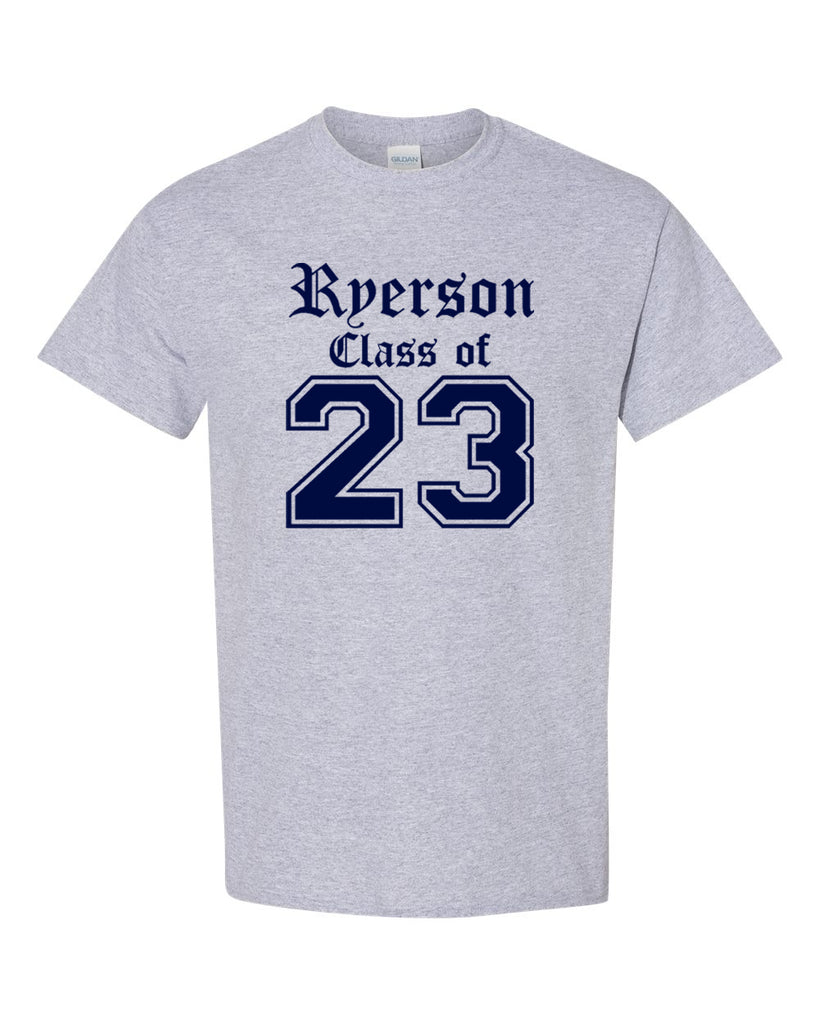 Ryerson Middle School Sport Gray Short Sleeve Tee w/ Class of (YOUR YEAR) V2 Design on Front