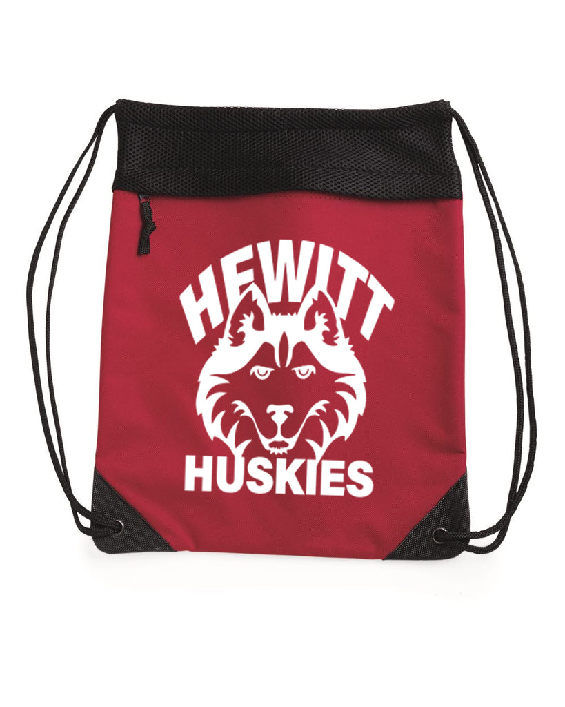 hewitt huskies red coast to coast drawstring backpack - 2562 w/ logo design 1 on front.