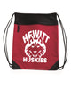 hewitt huskies red coast to coast drawstring backpack - 2562 w/ logo design 1 on front.