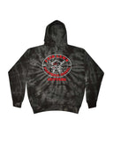 flfa black spider colortone - tie-dyed hooded sweatshirt - 8777  w/ flfa cutters cheer logo on front