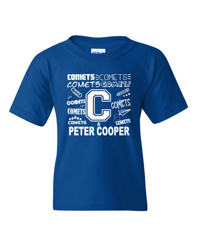 Peter Cooper Royal AS - V-Neck Jersey with Striped Sleeves - 360 - w/ Logo Design 1 on Front.