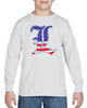 lakeland basketball whiteheavy blend shirt w/ american flag lancer 