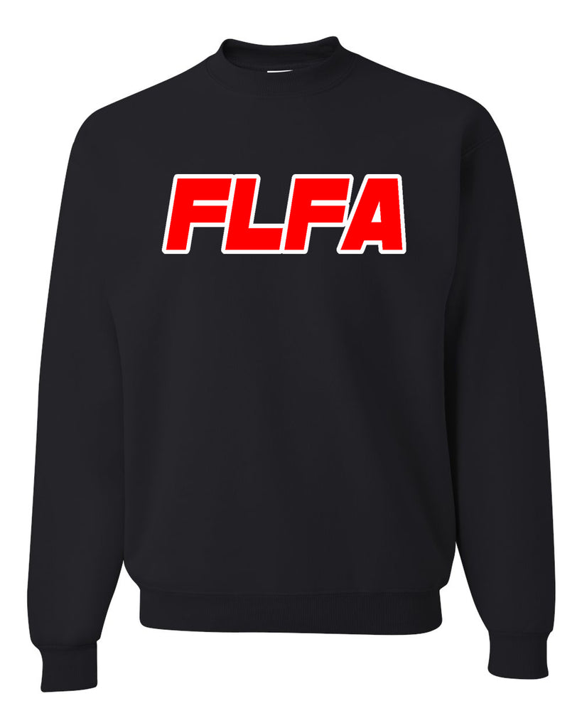 flfa black jerzees - nublend® crewneck sweatshirt - 562mr w/ flfa (text) logo on front
