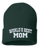 world's best mom embroidered cuffed beanie hat