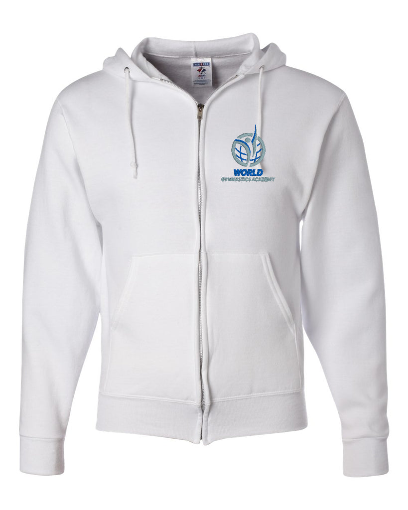 World Gymnastics JERZEES - NuBlend® Full-Zip Hooded Sweatshirt - 993MR w/ 2 Color Embroidered Design on Left Chest