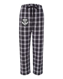 wanaque soccer pj style flannel pants with wanaque soccer logo on front right hip.