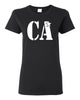 cheer army black short sleeve tee w/ white ca logo on front.