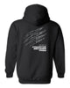 ccu black hoodie w/ ccu claw logo in 2 color print on back & optional designs on front & arm