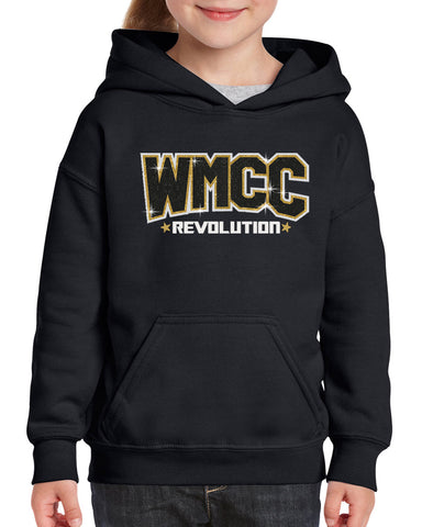 WMCC Black Ladies Sweat Pants w/ Gold & White Glitter Print Logo down Leg.
