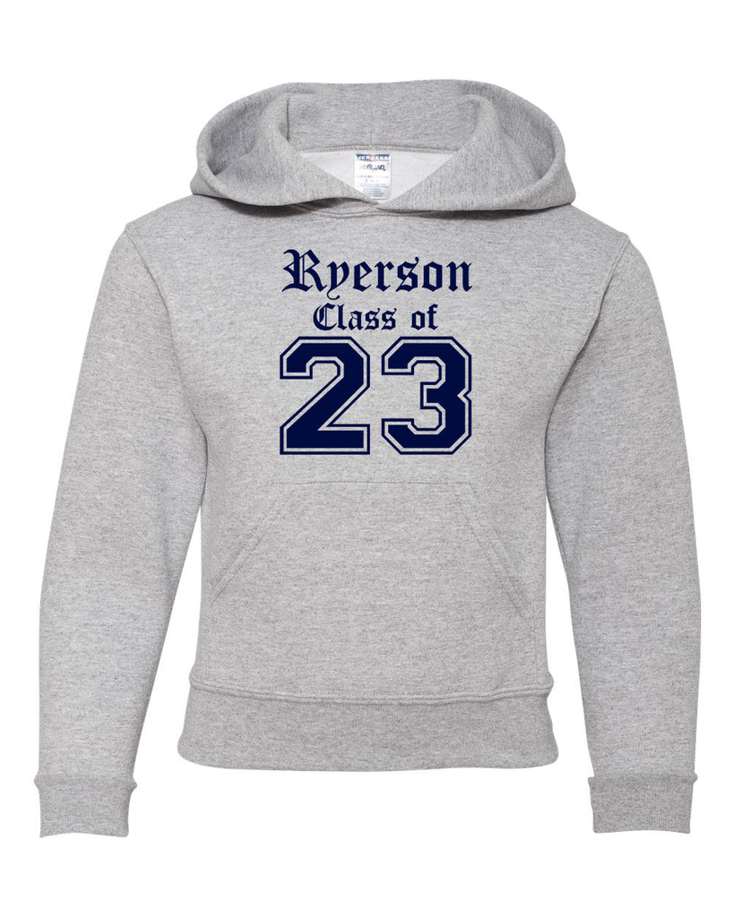 Ryerson Middle School Sport Gray JERZEES - NuBlend® Hooded Sweatshirt - 996YR w/ Class of (YOUR YEAR) V2 Design on Front