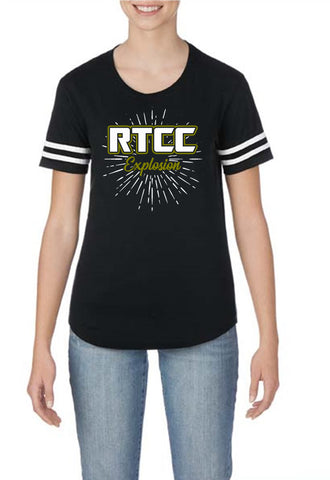 RTCC Gray Ringer Stripe Crew Shirt w/ RTCC 2 Color Bow Design on Front.