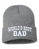 world's best dad embroidered cuffed beanie hat