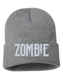 zombie embroidered cuffed beanie hat
