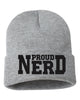 proud nerd embroidered cuffed beanie hat