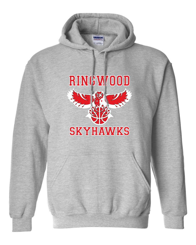 ringwood skyhawks sport gray heavy blend™ hooded sweatshirt - 18500 w/ skyhawks logo on front