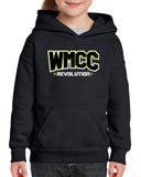 wmcc black hoodie w/ wmcc logo in 2 color print (non-glitter) on front.