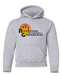 riverview gymnastics sport gray hoodie w/ full color sun design on front.