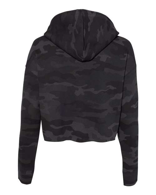 flfa black camo women’s lightweight cropped hooded sweatshirt - afx64crp  w/ flfa cutters cheer logo on front