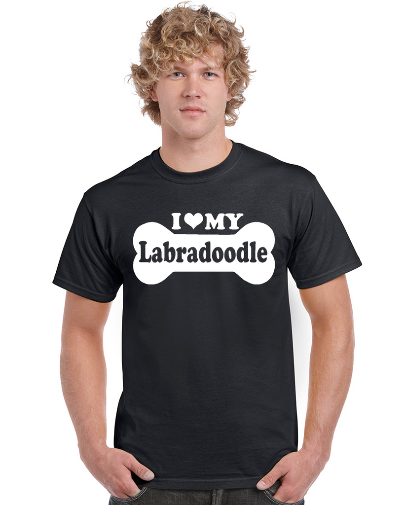 i love my labradoodle bone graphic transfer design shirt