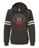 flfa black ja women's varsity fleece piped hooded sweatshirt - 8645  w/ flfa cutters cheer logo on front