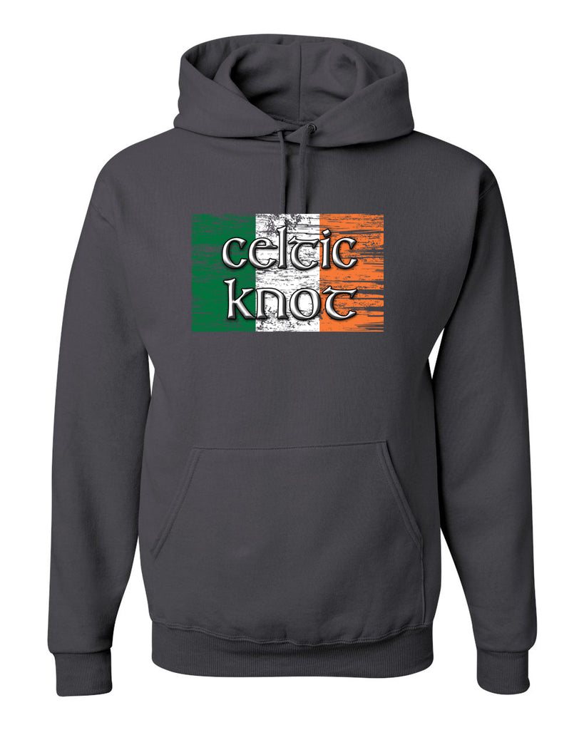 celtic knot charcoal jerzees - nublend® hooded sweatshirt - 996mr w/ full color flag design on front