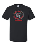 flfa black jerzees - dri-power® 50/50 t-shirt - 29mr w/ flfa cheer/football logo on front