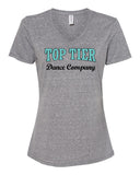 top tier dance charcoal jerzees - women's snow heather jersey v-neck - 88wvr w/ top tier dance company logo on front