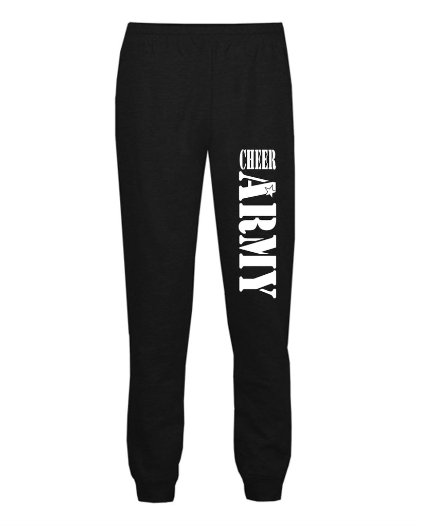 cheer army black badger - athletic fleece joggers - 2215 w/ stencil design v2 down left leg.